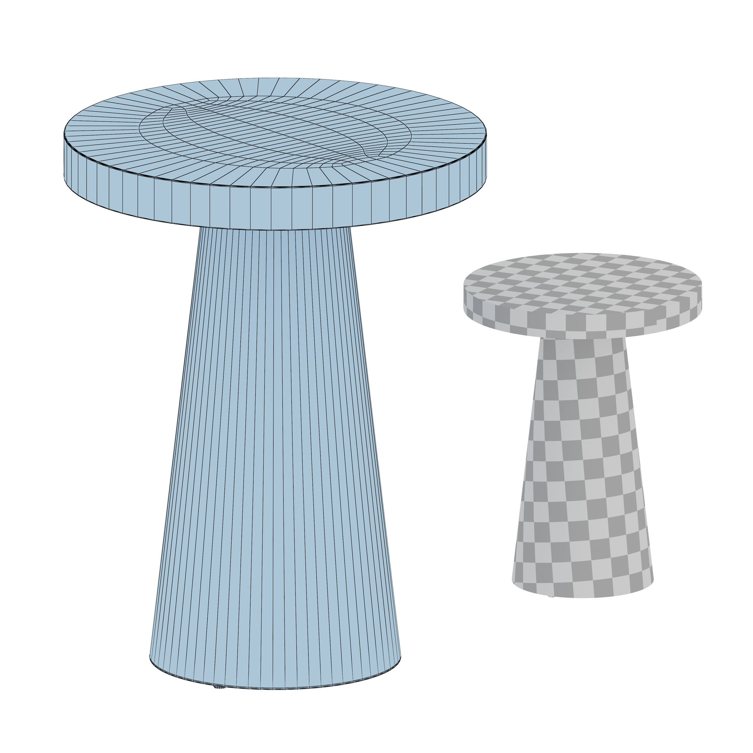 Willy White Plaster Pedestal Side Table 3D model_3