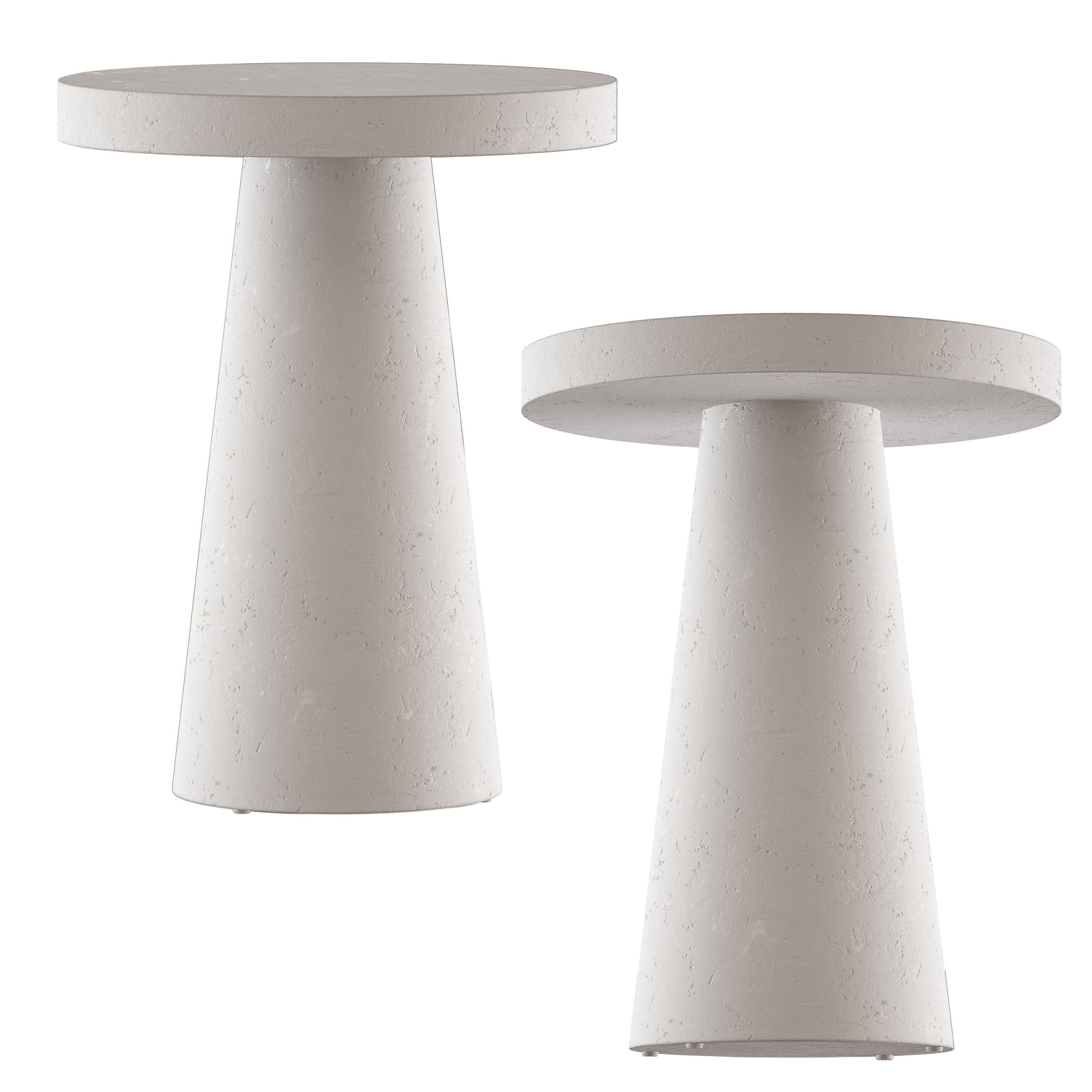 Willy White Plaster Pedestal Side Table 3D model_2