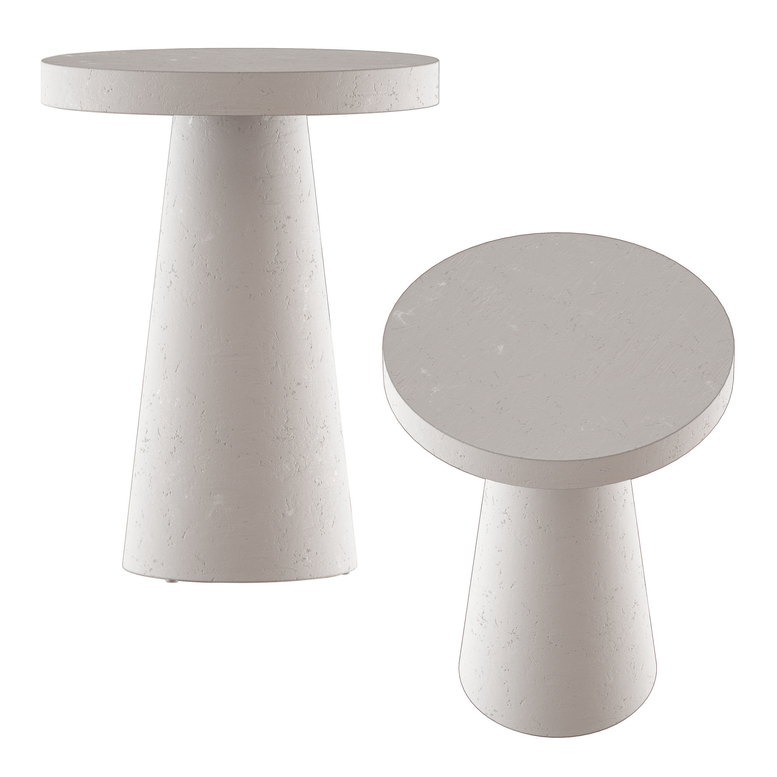 Willy White Plaster Pedestal Side Table 3D model_1
