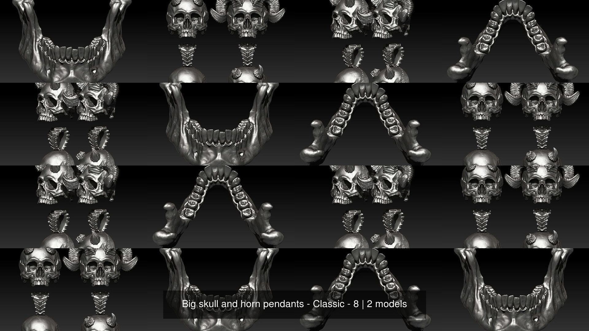 Big skull and horn pendants - Classic - 8 3D Model Collection_1