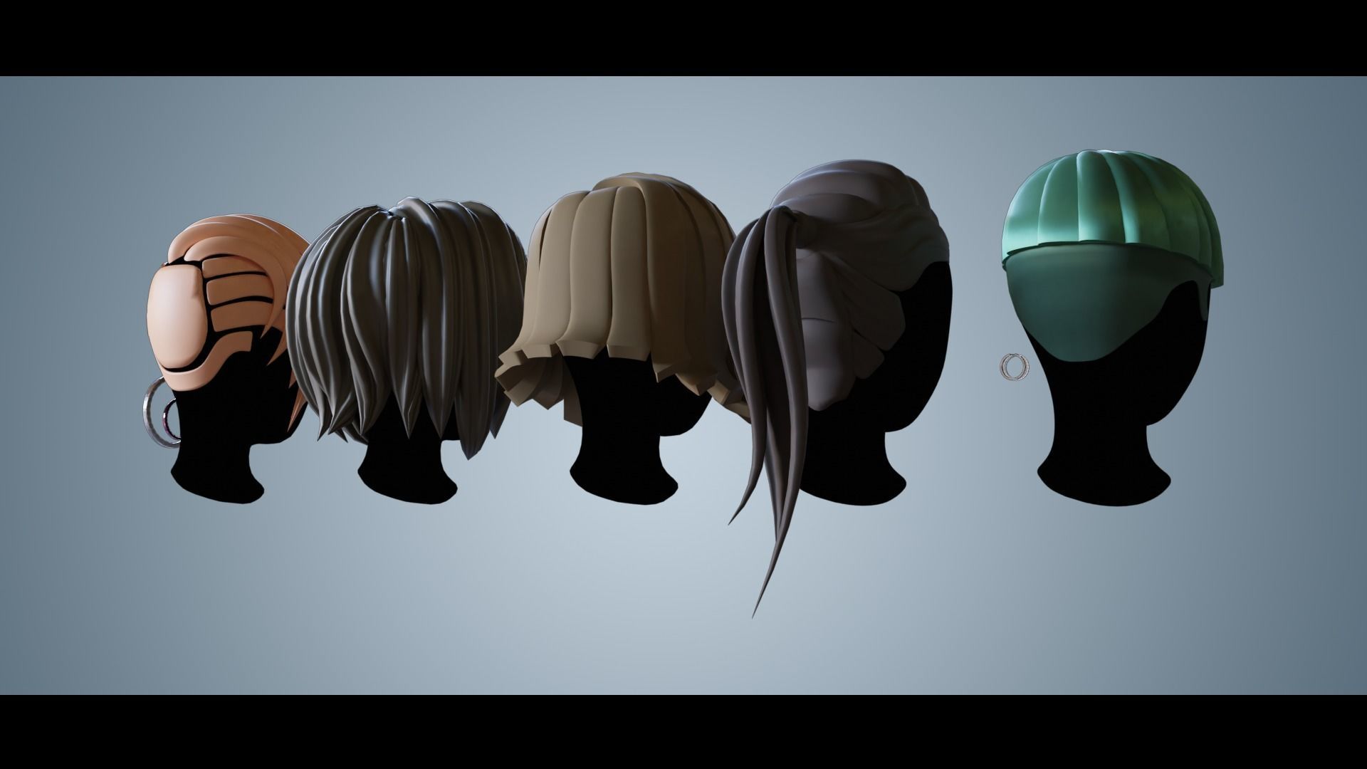 Base Stylized Haircuts 24-29 Low-poly 3D model_10