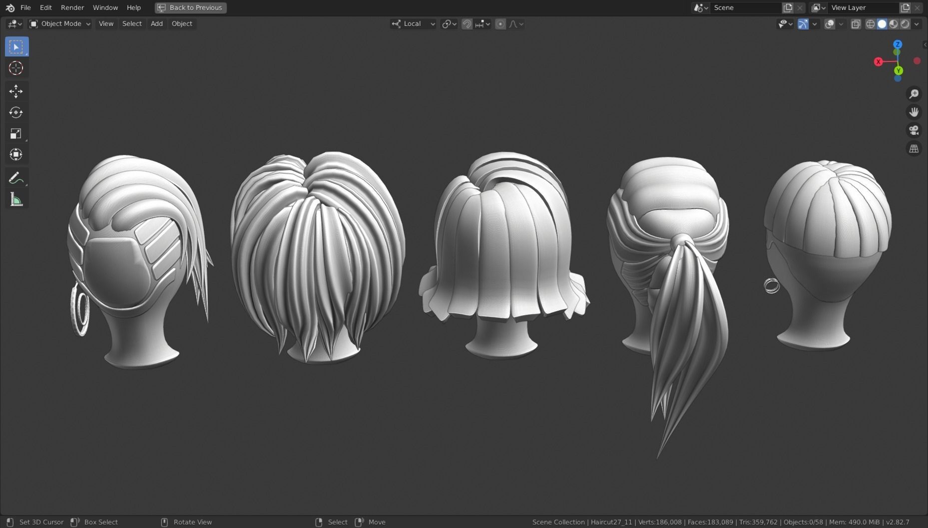 Base Stylized Haircuts 24-29 Low-poly 3D model_12