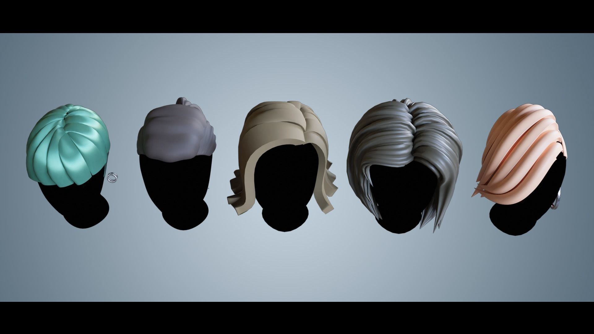 Base Stylized Haircuts 24-29 Low-poly 3D model_1