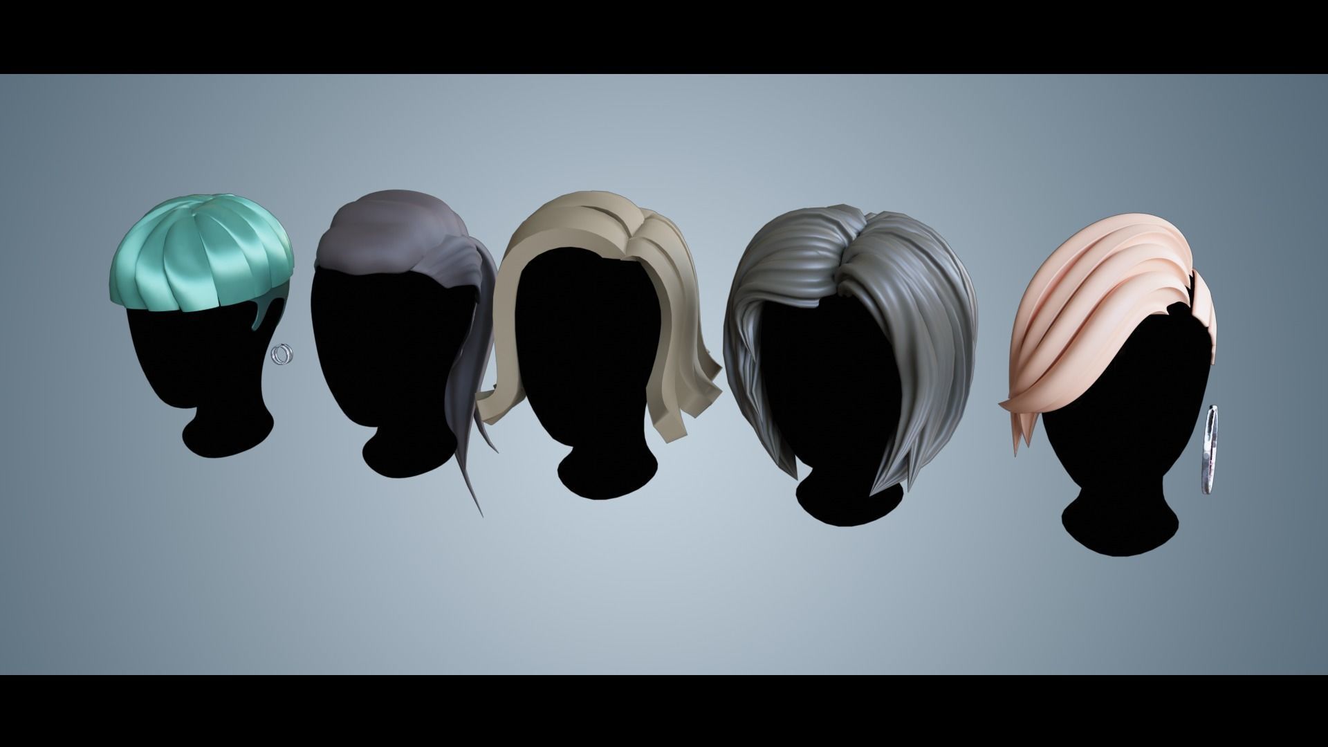Base Stylized Haircuts 24-29 Low-poly 3D model_15
