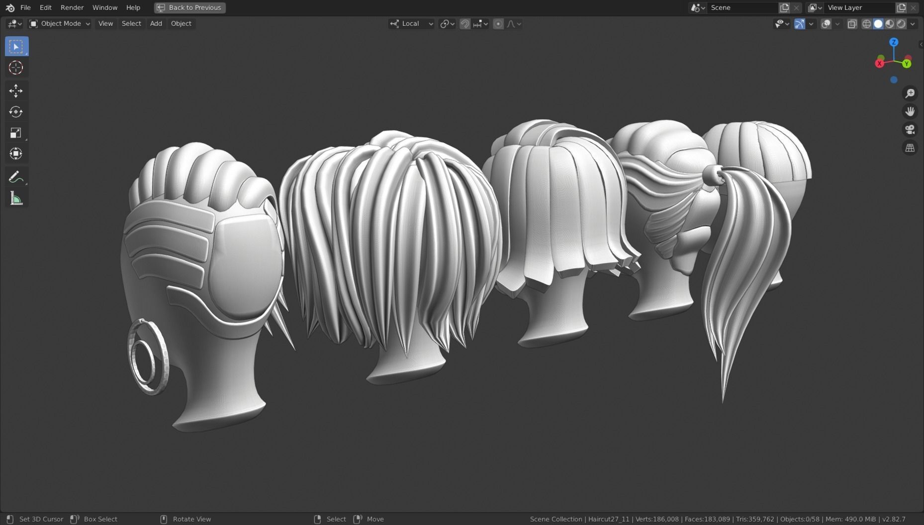 Base Stylized Haircuts 24-29 Low-poly 3D model_13