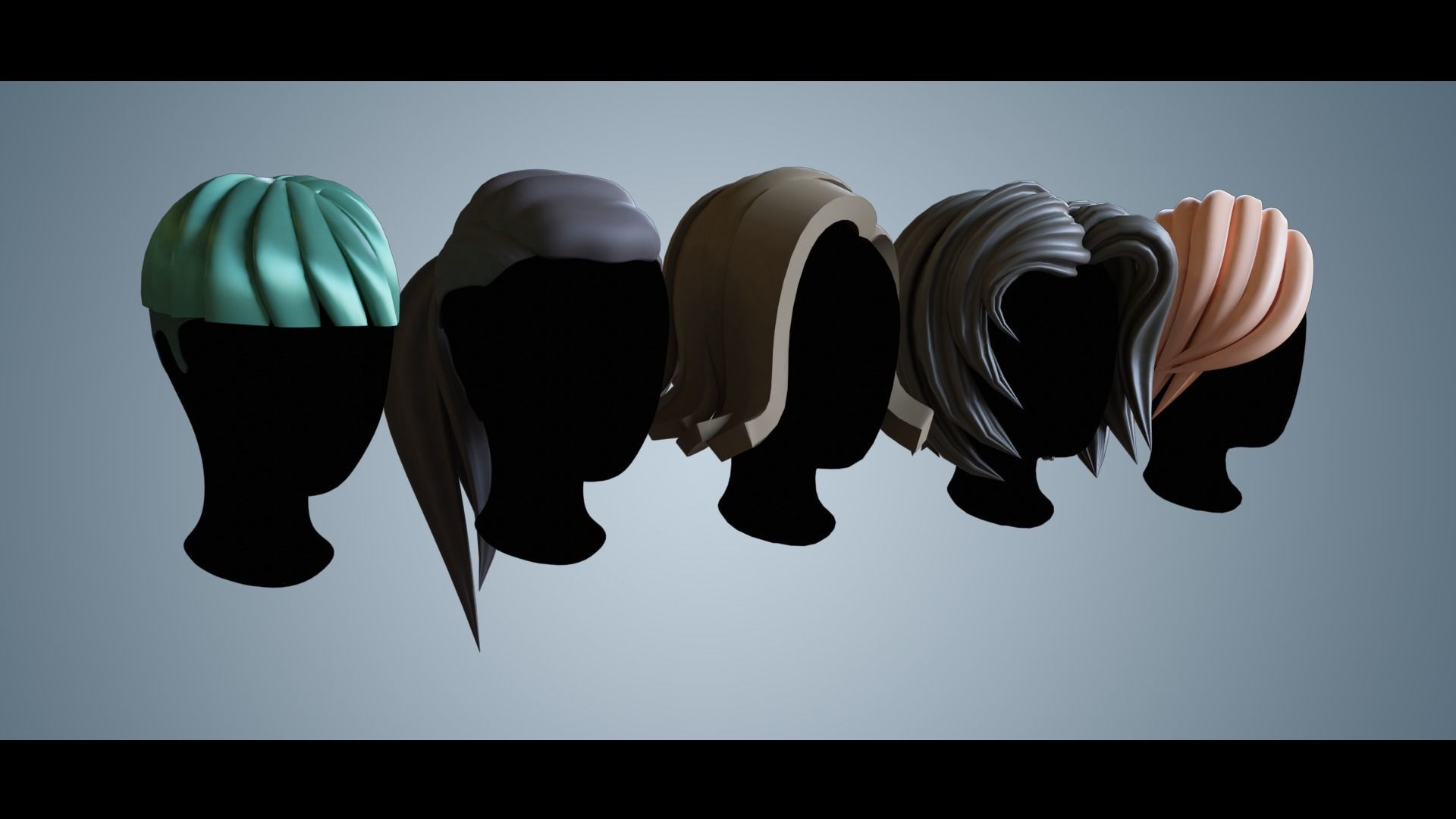 Base Stylized Haircuts 24-29 Low-poly 3D model_6