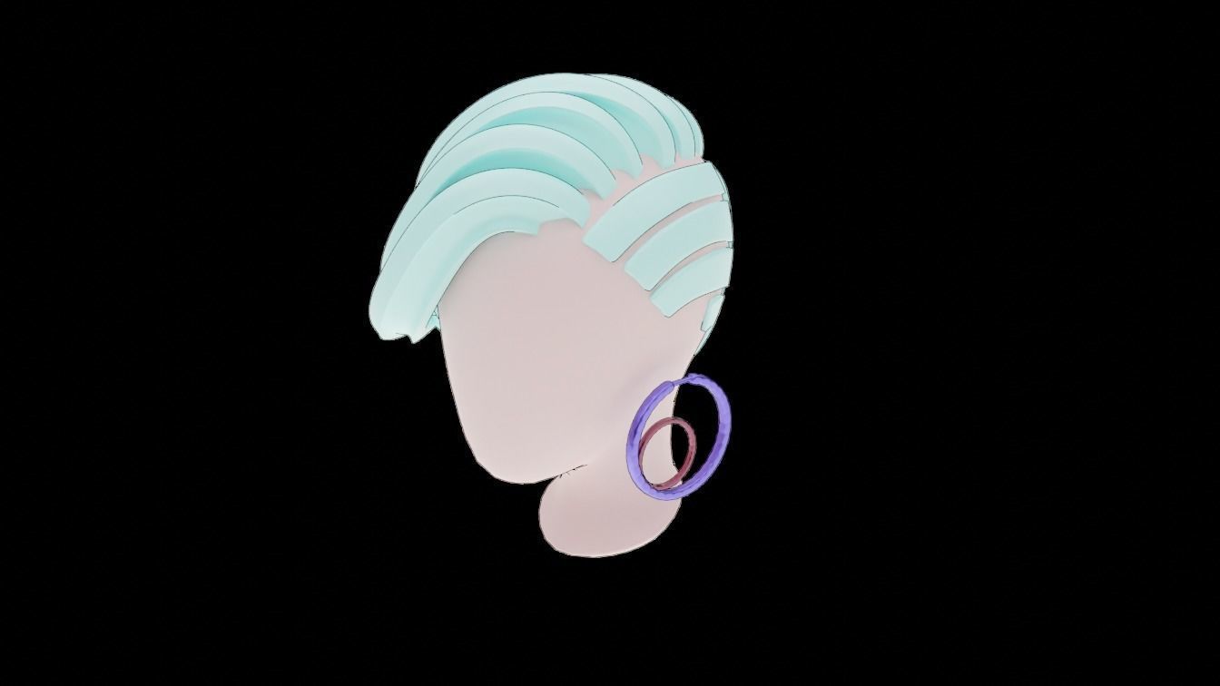 Base Stylized Haircuts 24-29 Low-poly 3D model_9