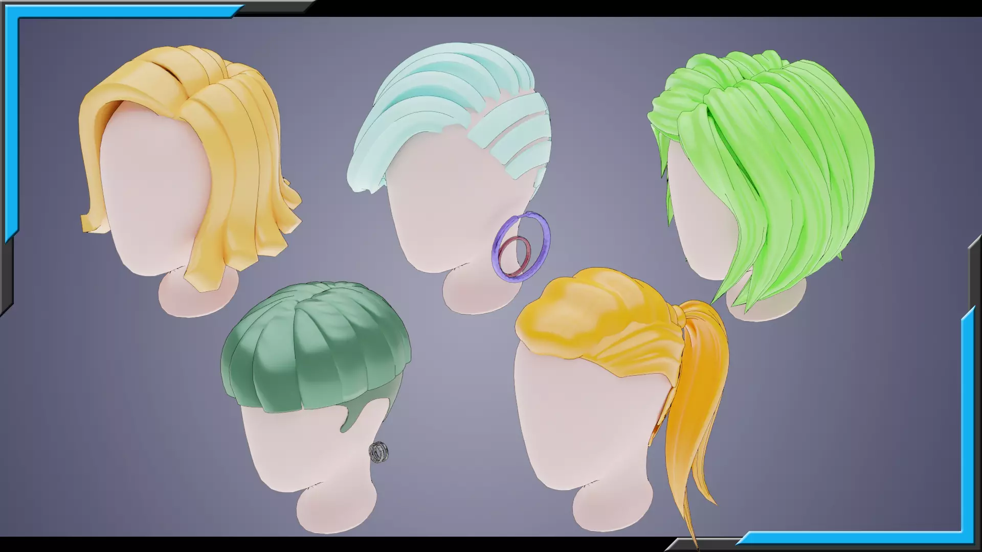 Base Stylized Haircuts 24-29 Low-poly 3D model_0