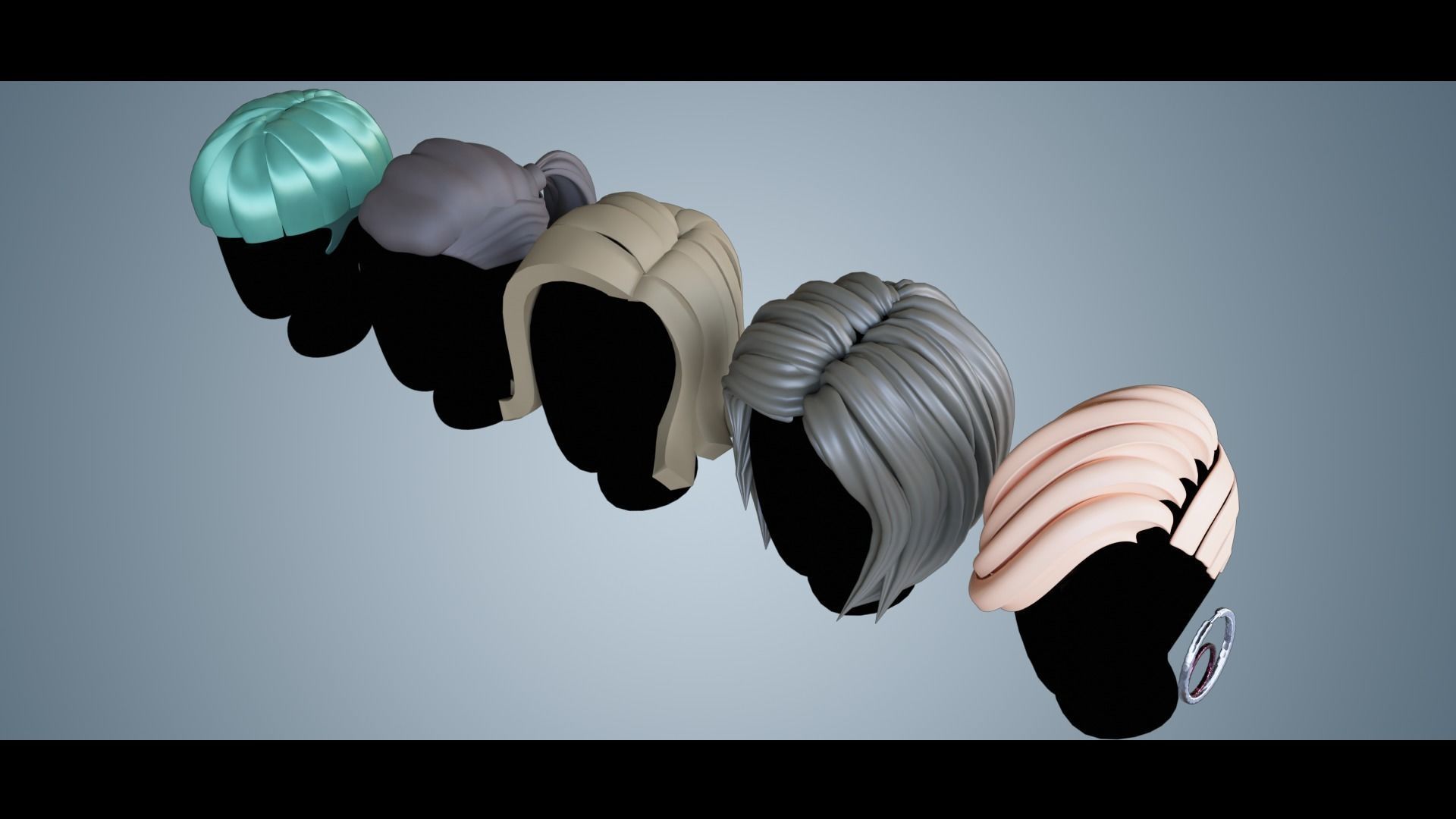 Base Stylized Haircuts 24-29 Low-poly 3D model_14