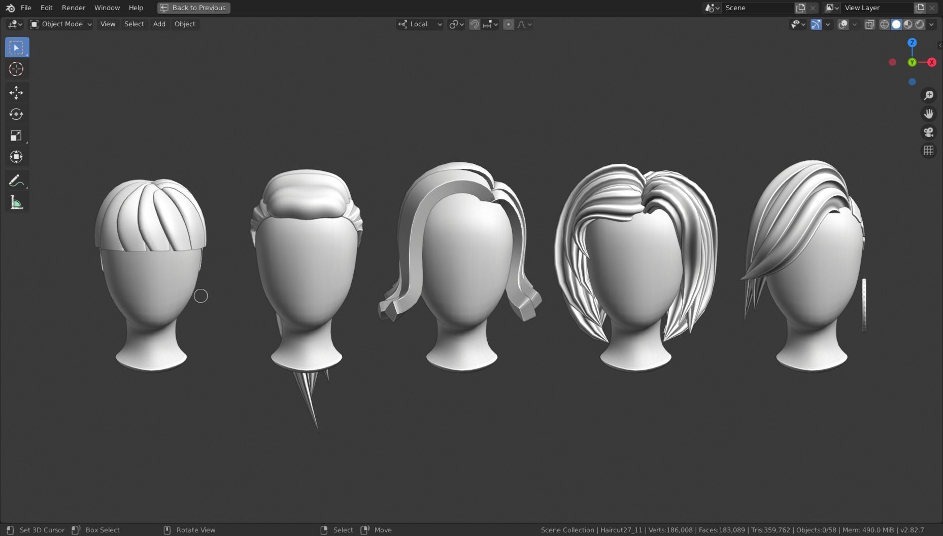 Base Stylized Haircuts 24-29 Low-poly 3D model_8