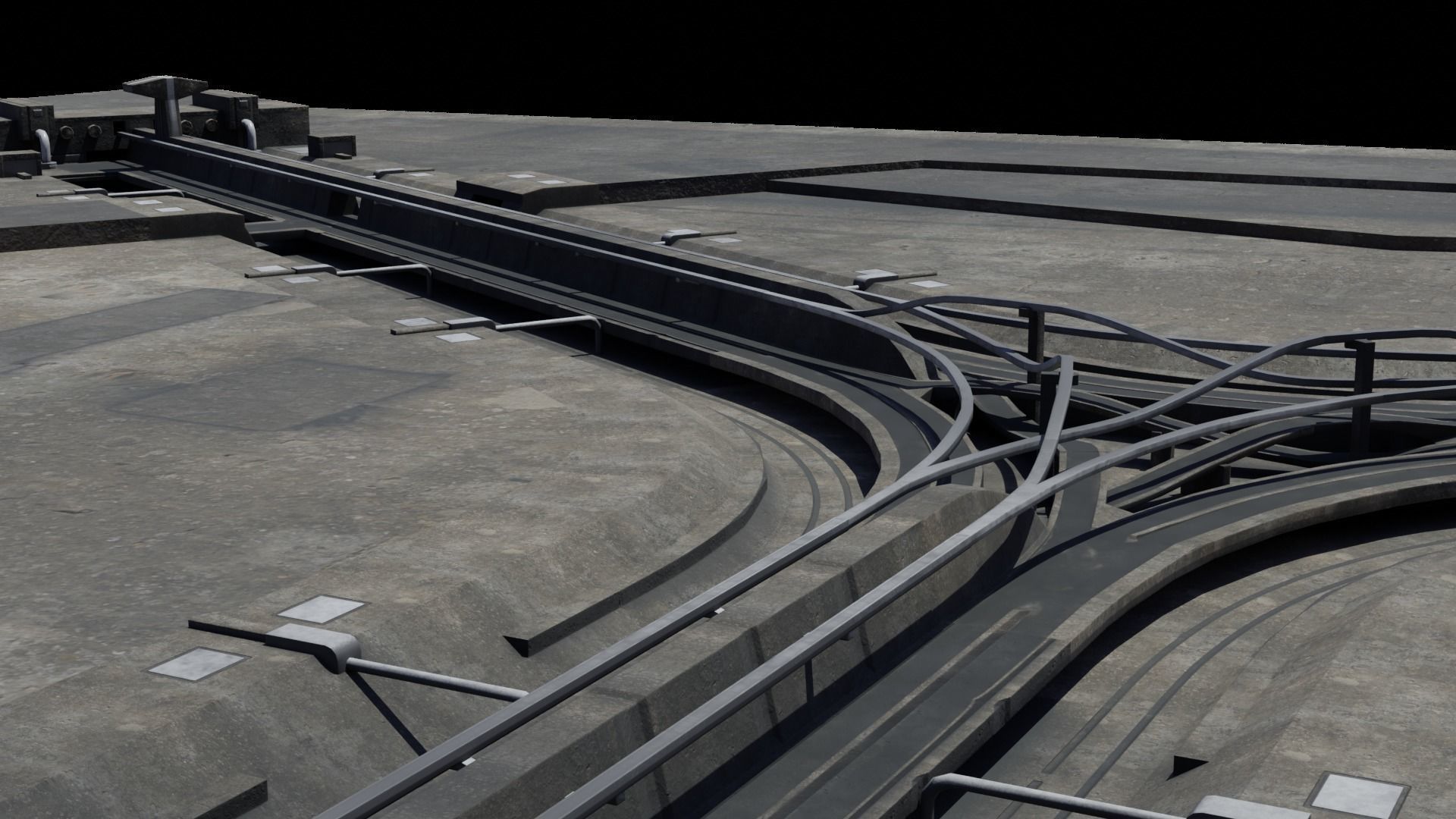 Road segments with crosses Low-poly 3D model_5