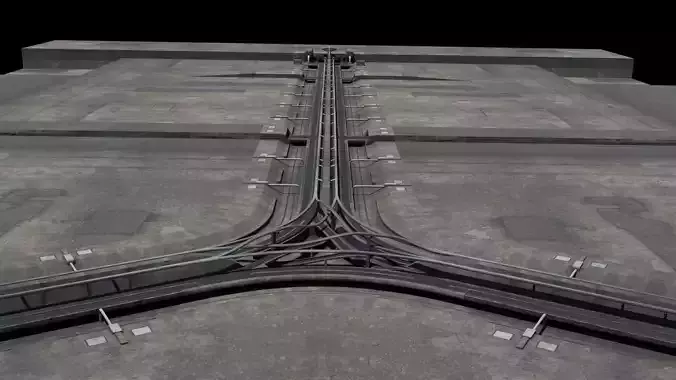 Road segments with crosses Low-poly 3D model