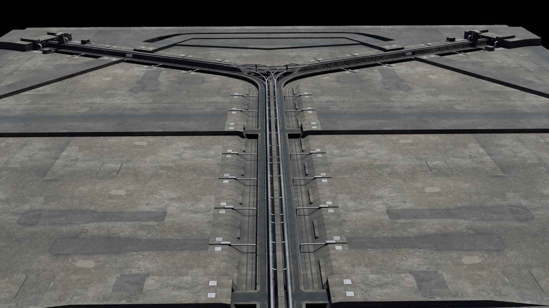 Road segments with crosses Low-poly 3D model_2