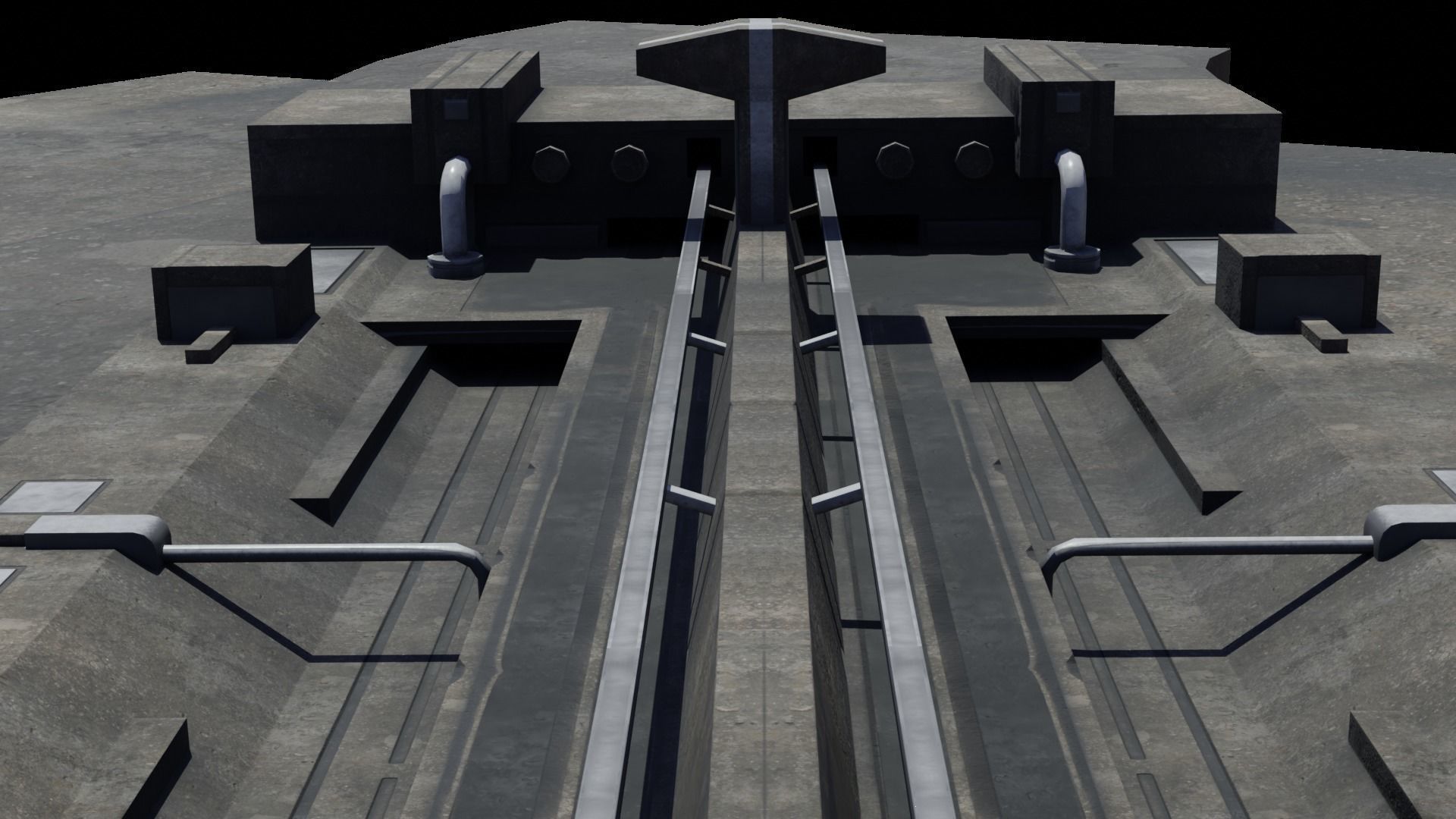Road segments with crosses Low-poly 3D model_8