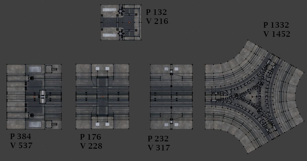 Road segments with crosses Low-poly 3D model_10