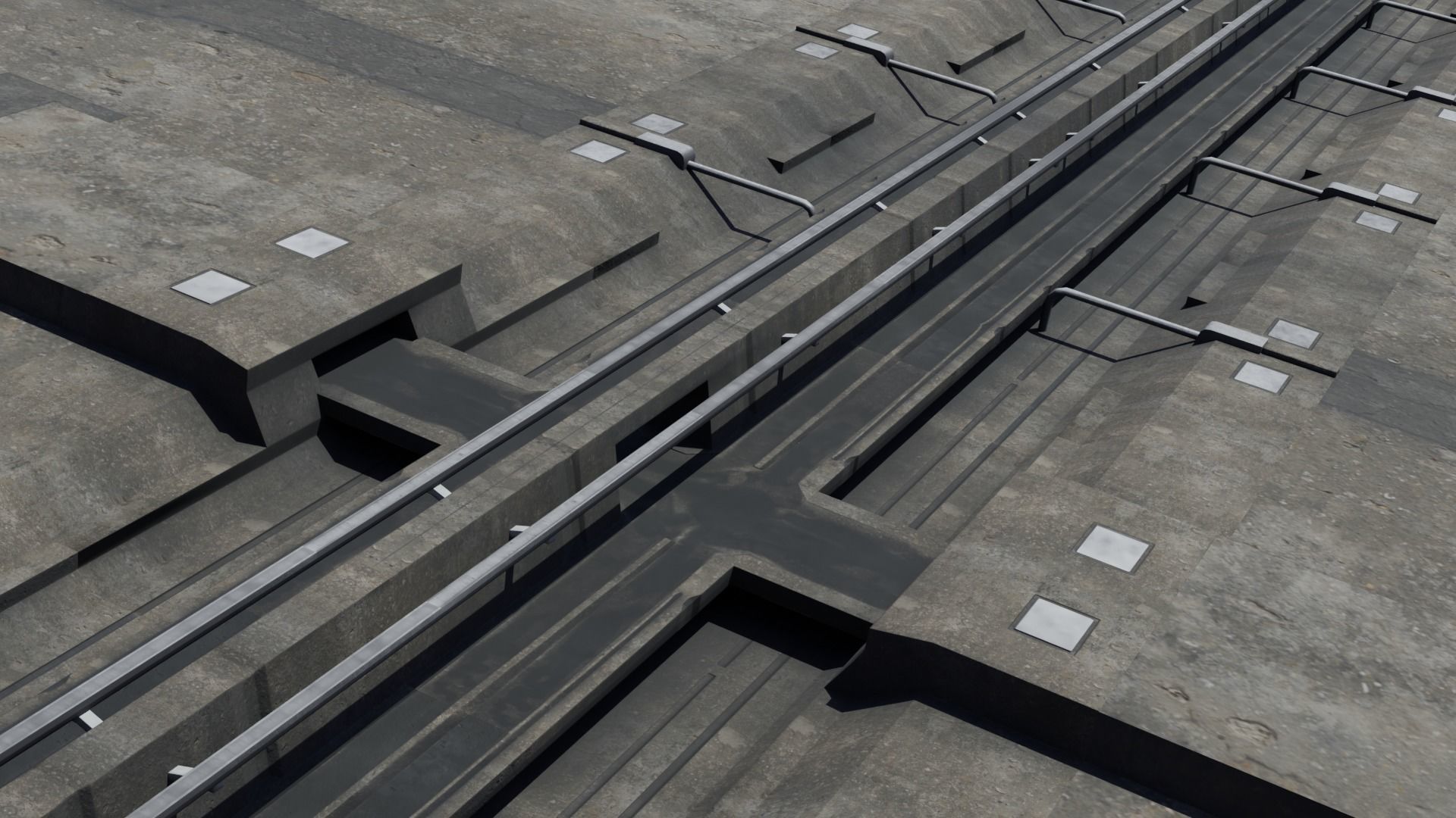 Road segments with crosses Low-poly 3D model_4