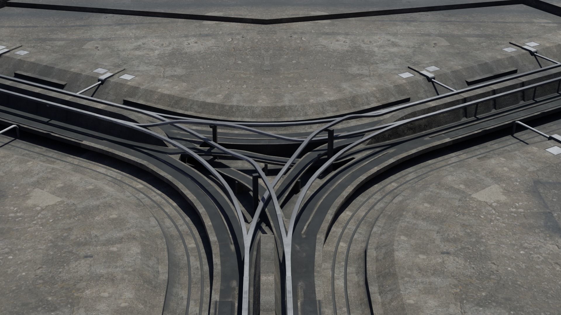 Road segments with crosses Low-poly 3D model_7