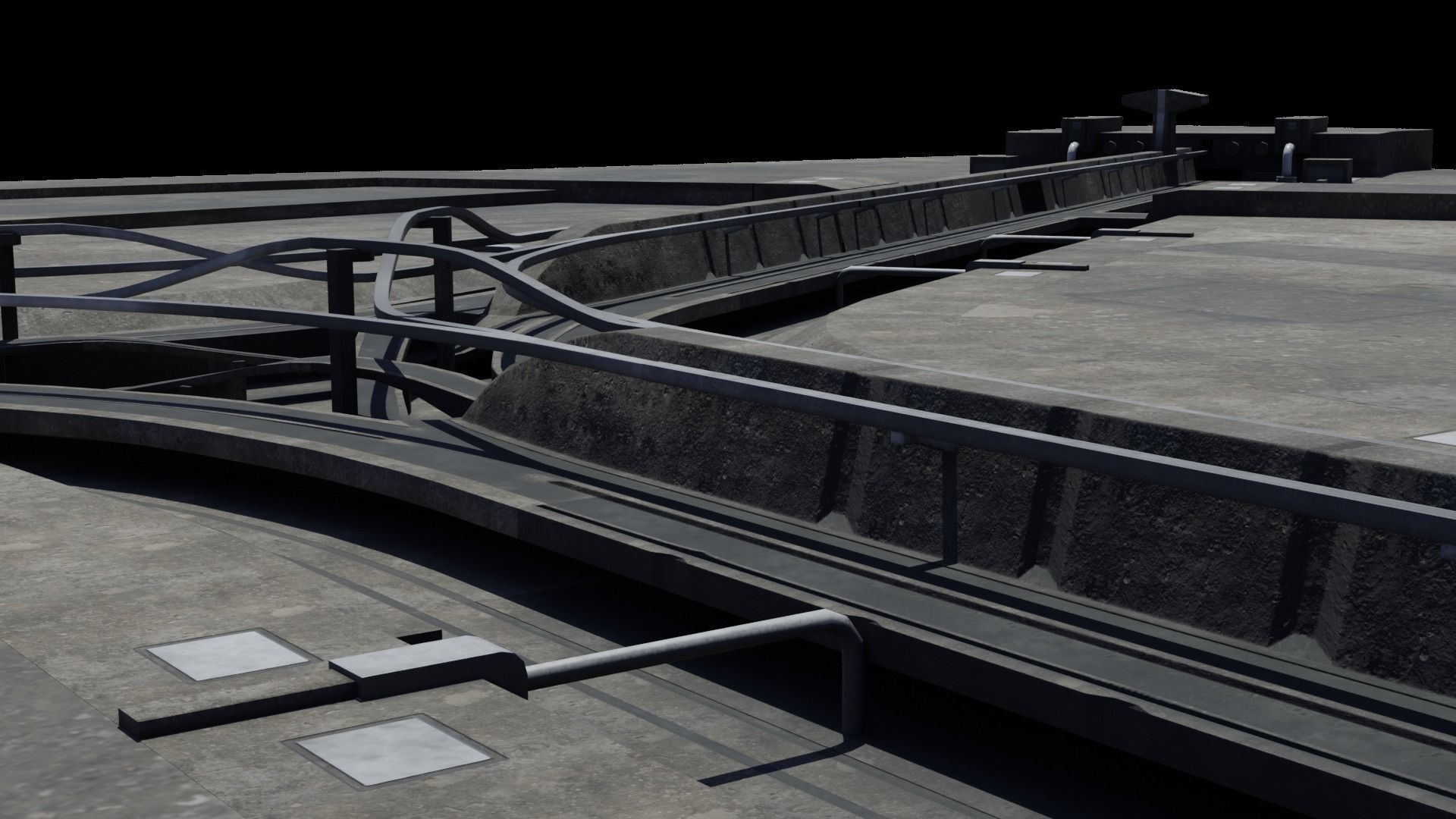 Road segments with crosses Low-poly 3D model_6