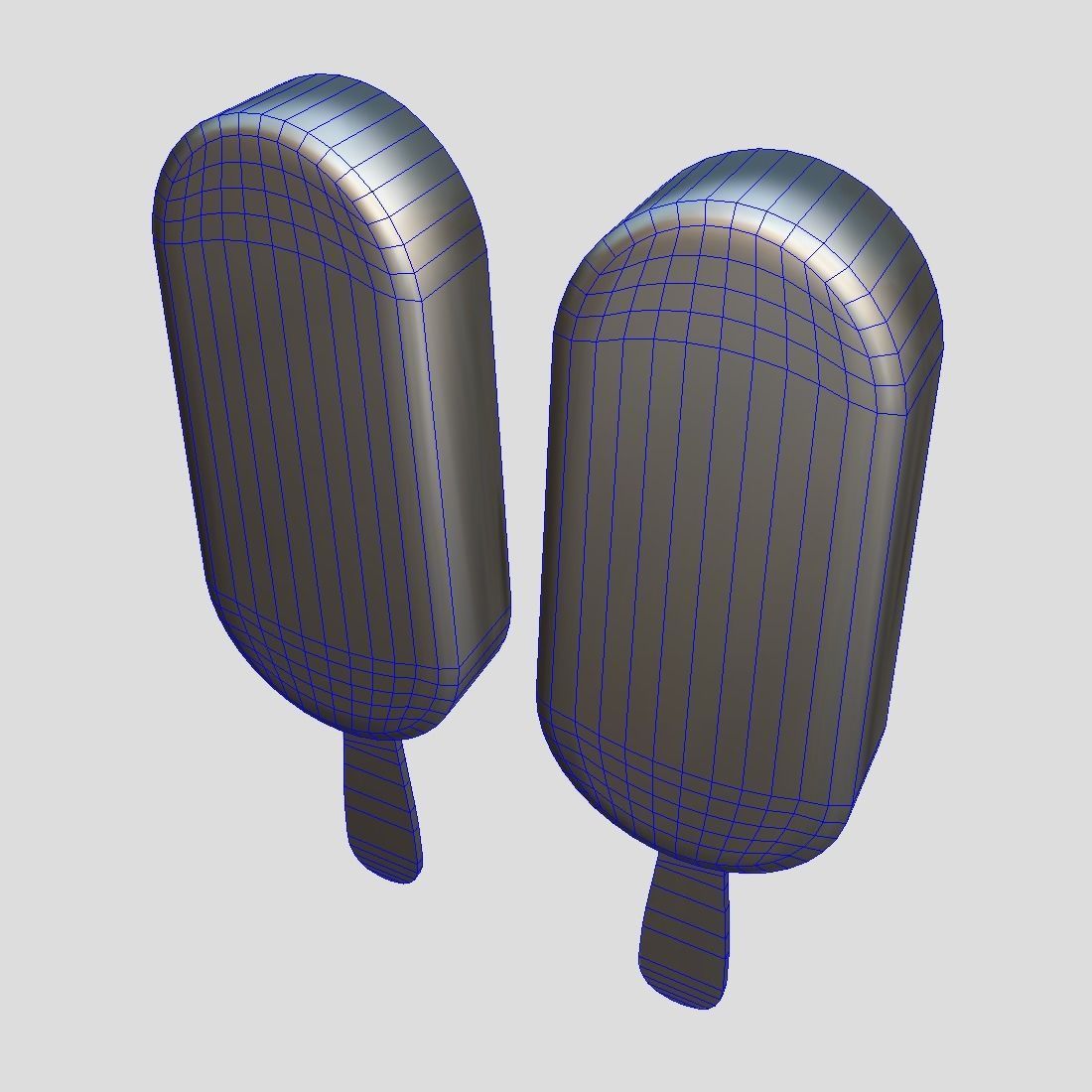 Popsicle two ice creams on stick Low-poly 3D model_9