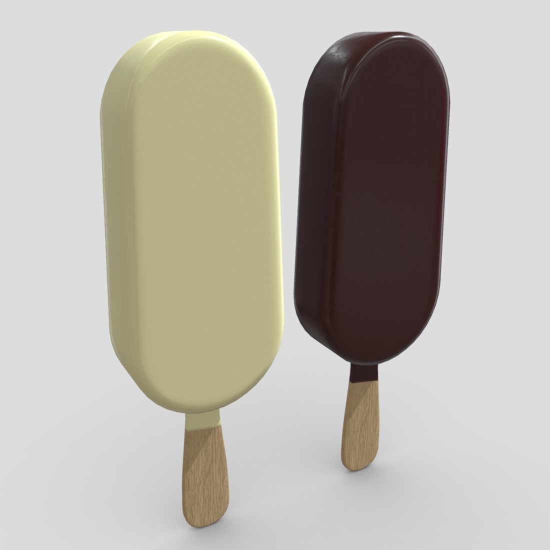 Popsicle two ice creams on stick Low-poly 3D model_12