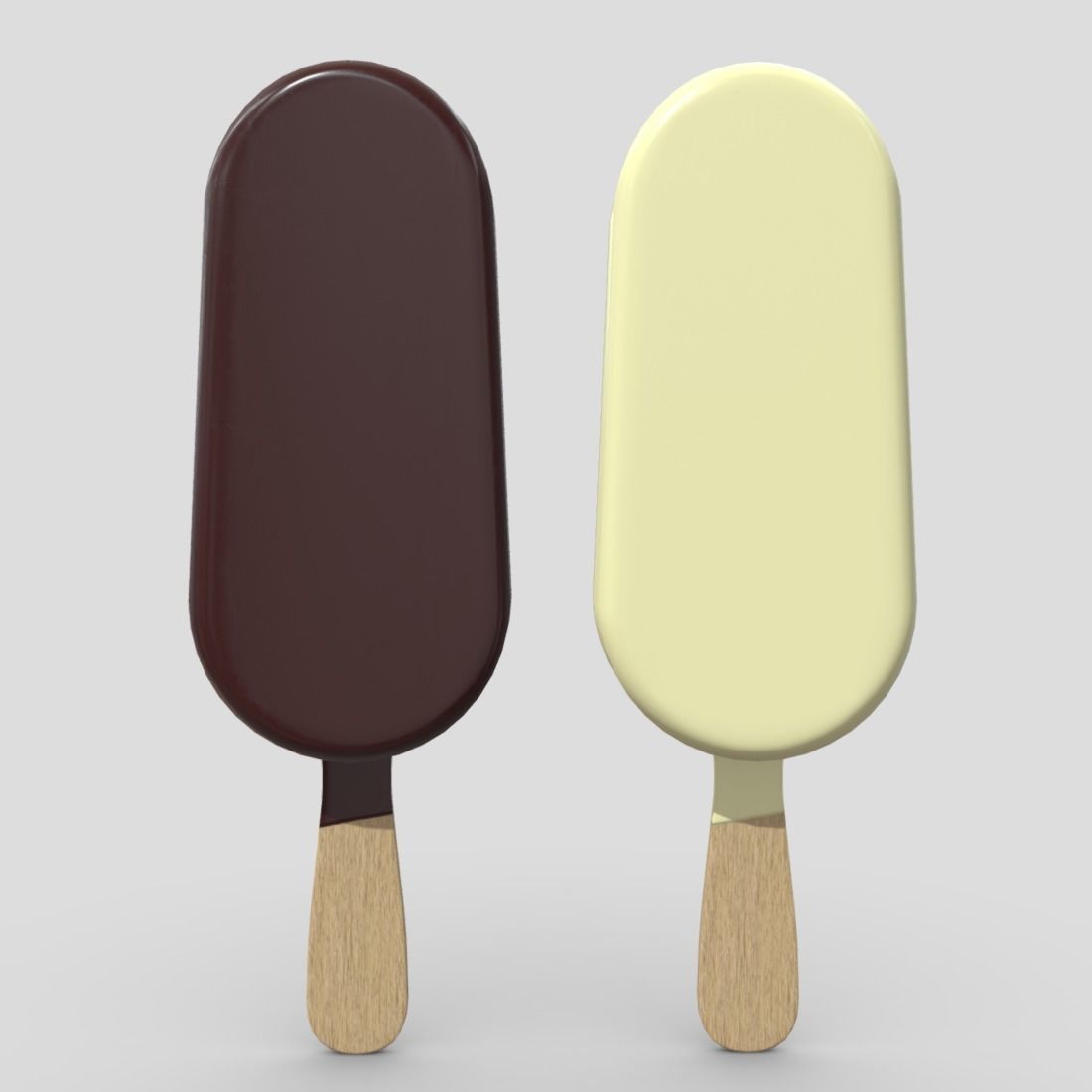 Popsicle two ice creams on stick Low-poly 3D model_6