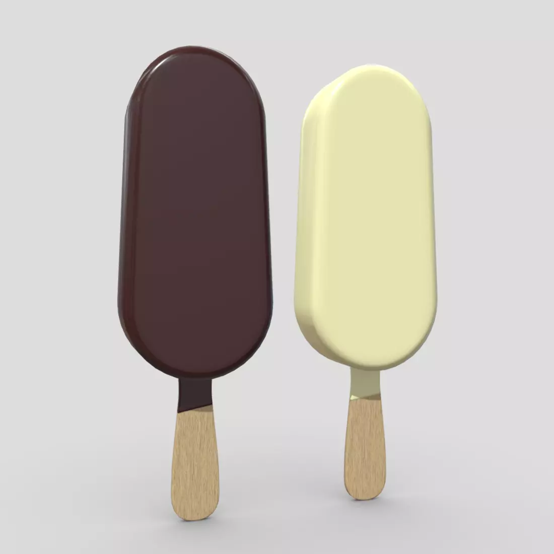Popsicle two ice creams on stick Low-poly 3D model_0