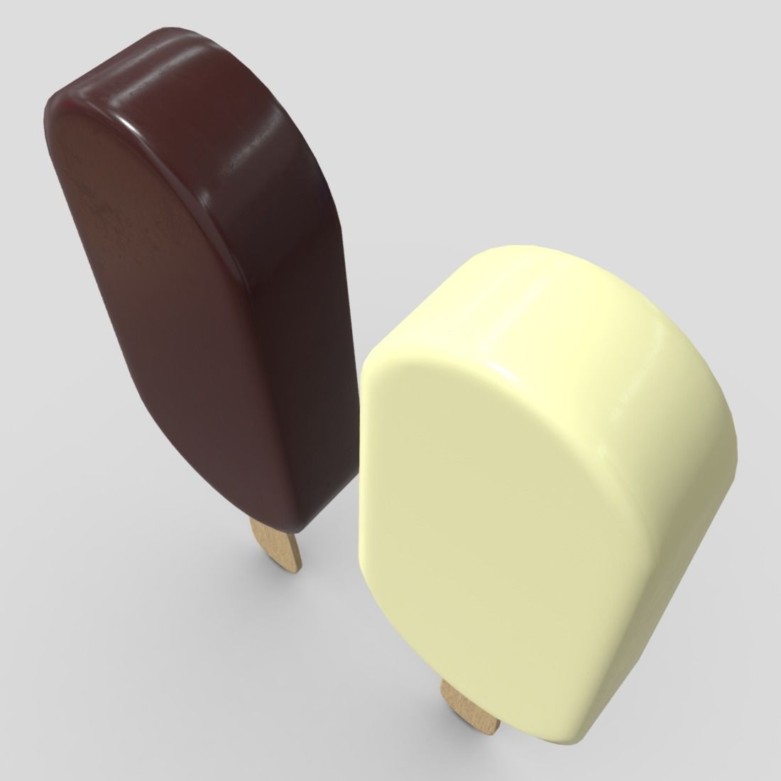 Popsicle two ice creams on stick Low-poly 3D model_10