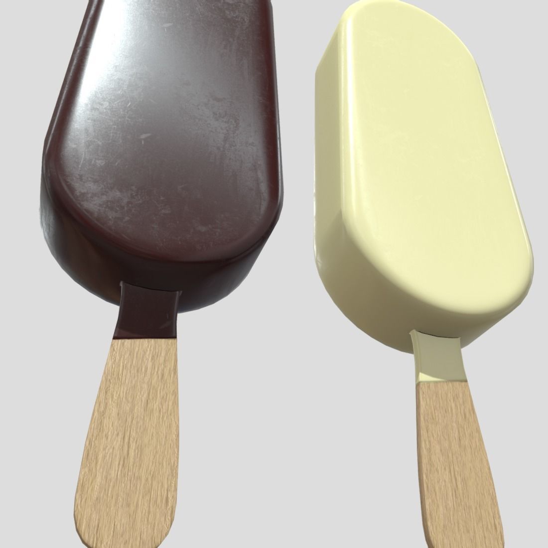 Popsicle two ice creams on stick Low-poly 3D model_4