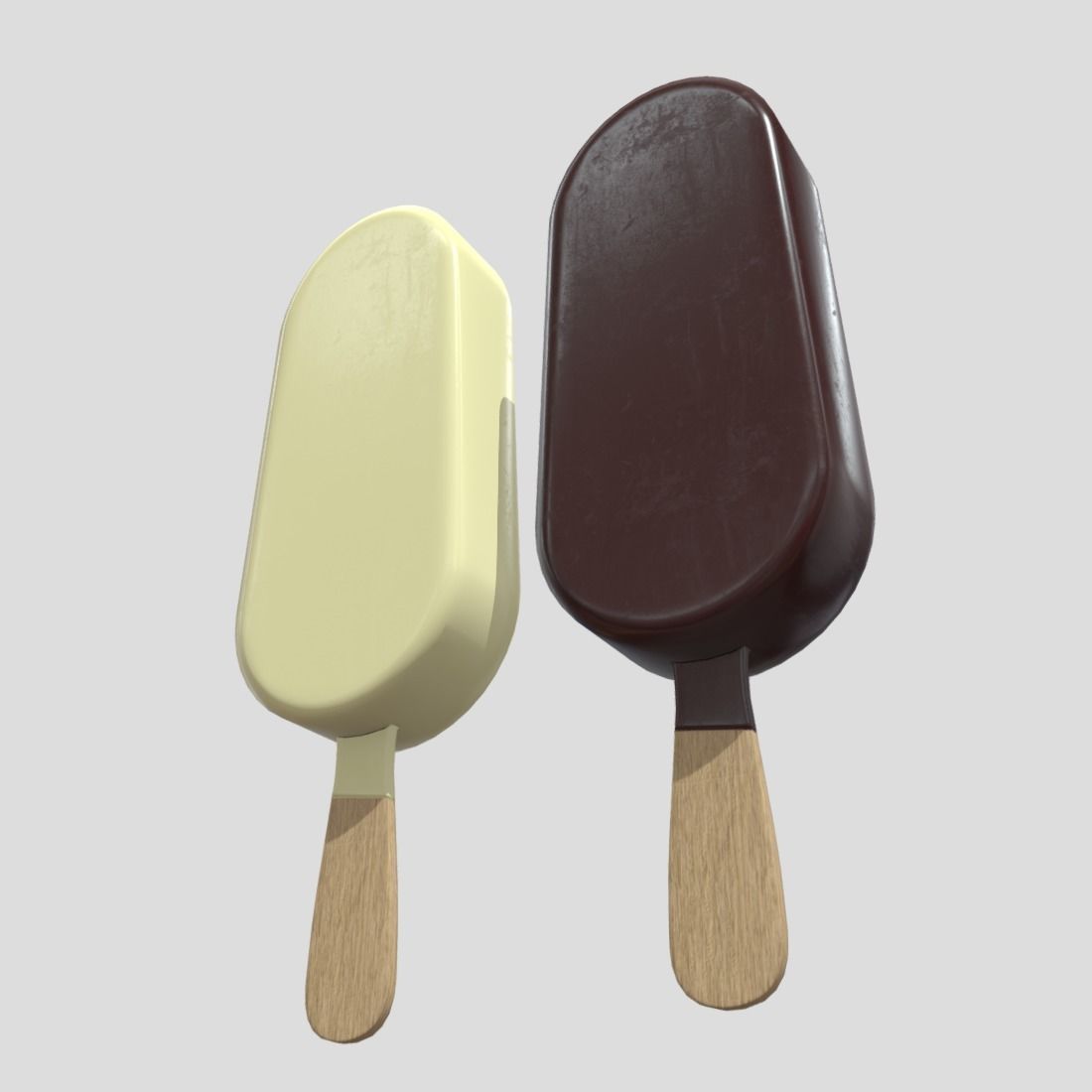 Popsicle two ice creams on stick Low-poly 3D model_2