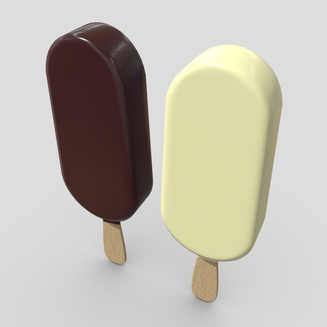 Popsicle two ice creams on stick Low-poly 3D model_8