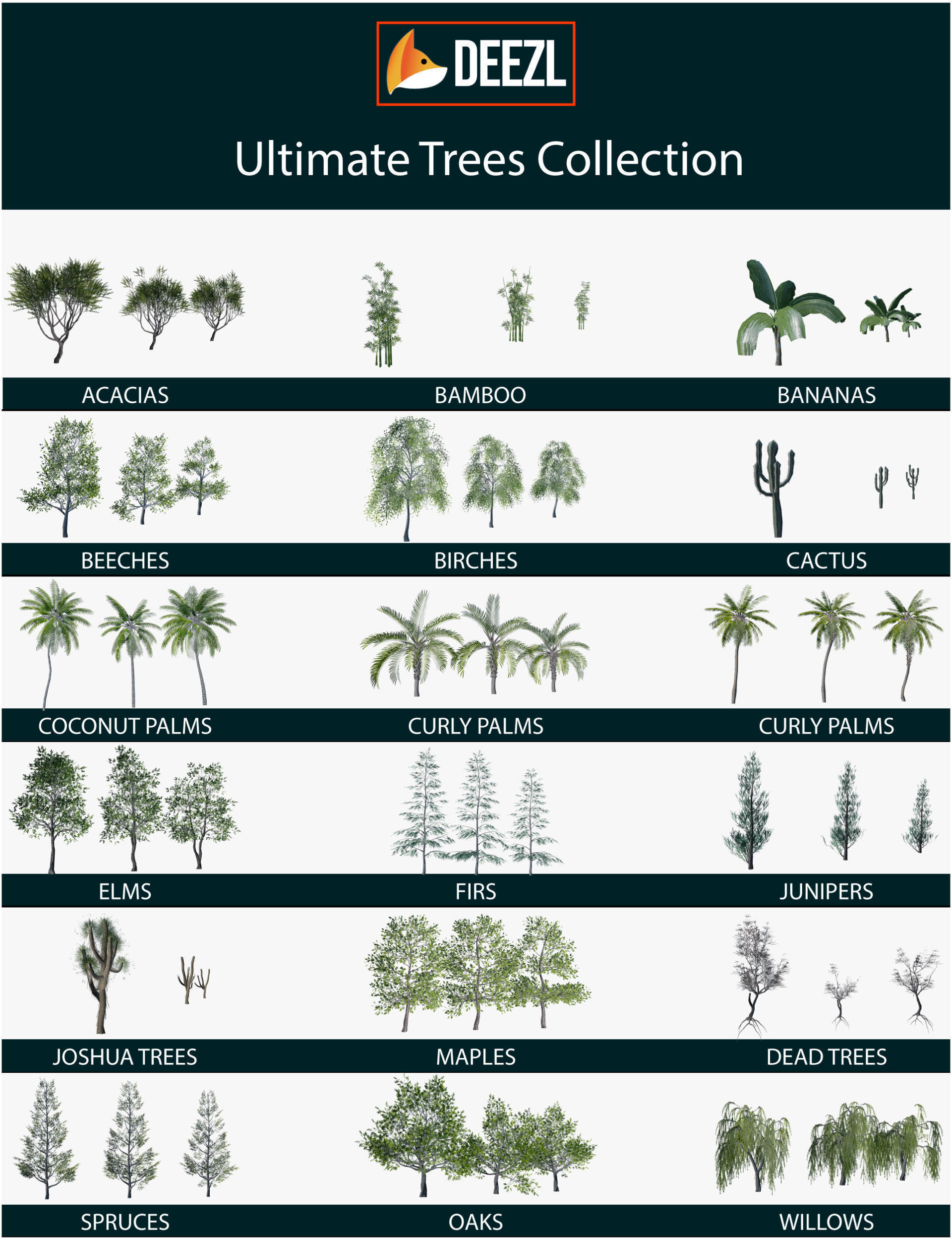 Ultimate Trees Pack Low-poly 3D model_5