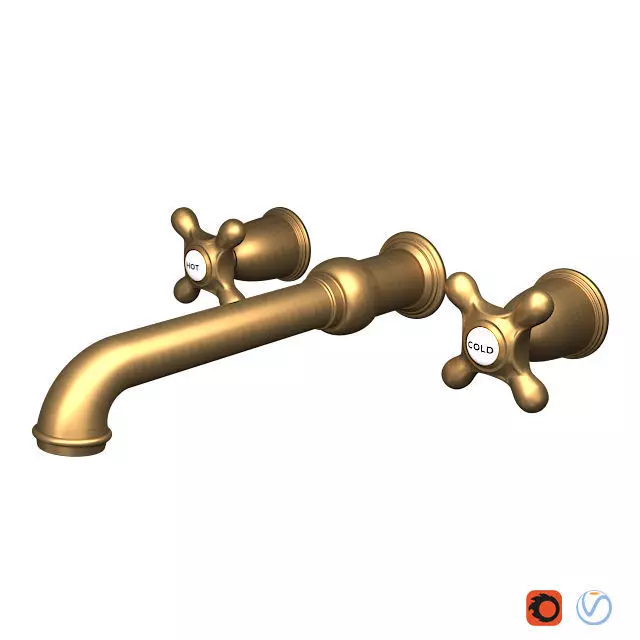 Brass English country wall mounted roman tub faucet Free 3D model