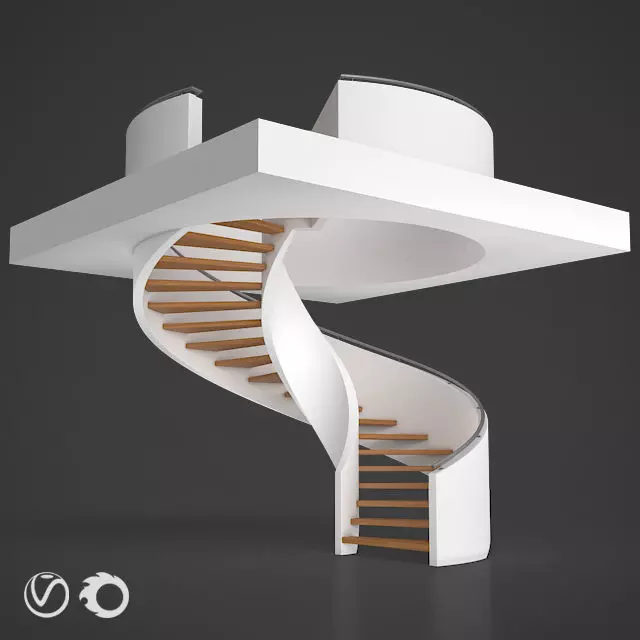 Spiral staircase 02 3D model_0