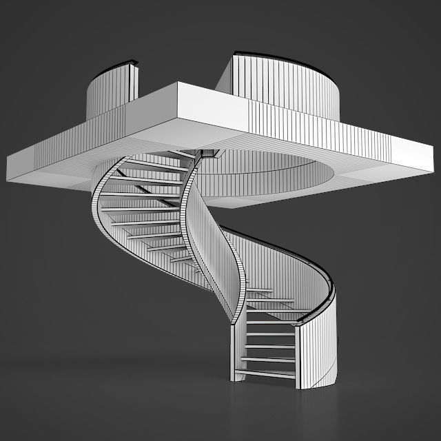 Spiral staircase 02 3D model_1