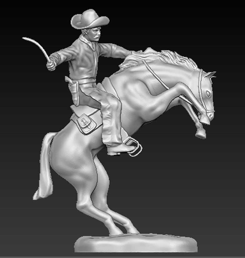 Cowboy 3D Model statue of riding horse 3D print model_1