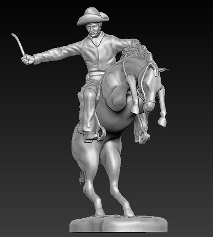 Cowboy 3D Model statue of riding horse 3D print model_2