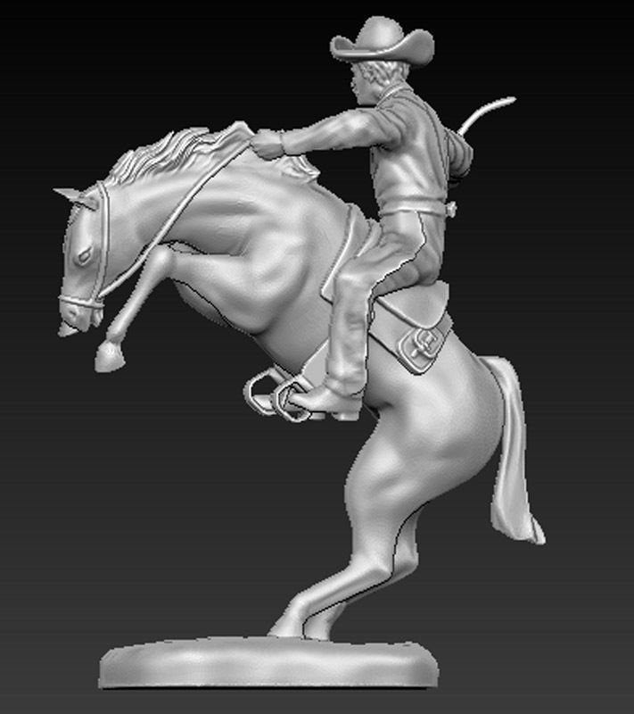 Cowboy 3D Model statue of riding horse 3D print model_3