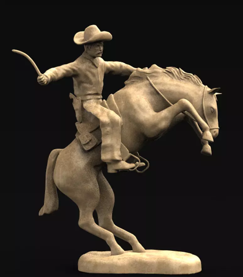 Cowboy 3D Model statue of riding horse 3D print model_0