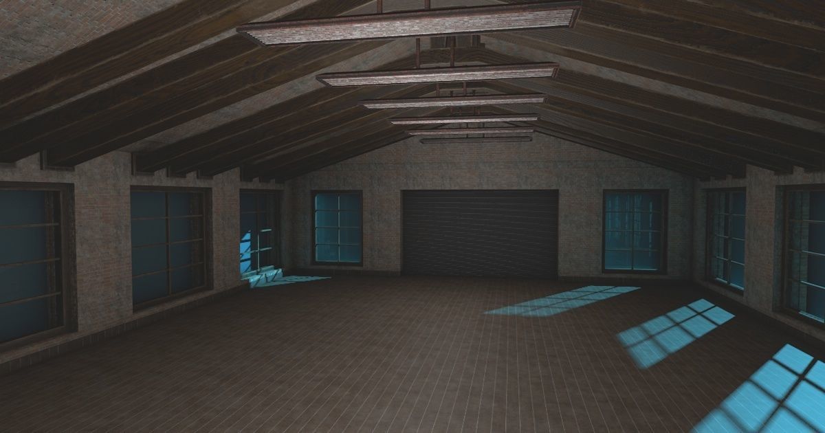 Pack of two Low pbr poly game ready garages warehouse Low-poly 3D model_1