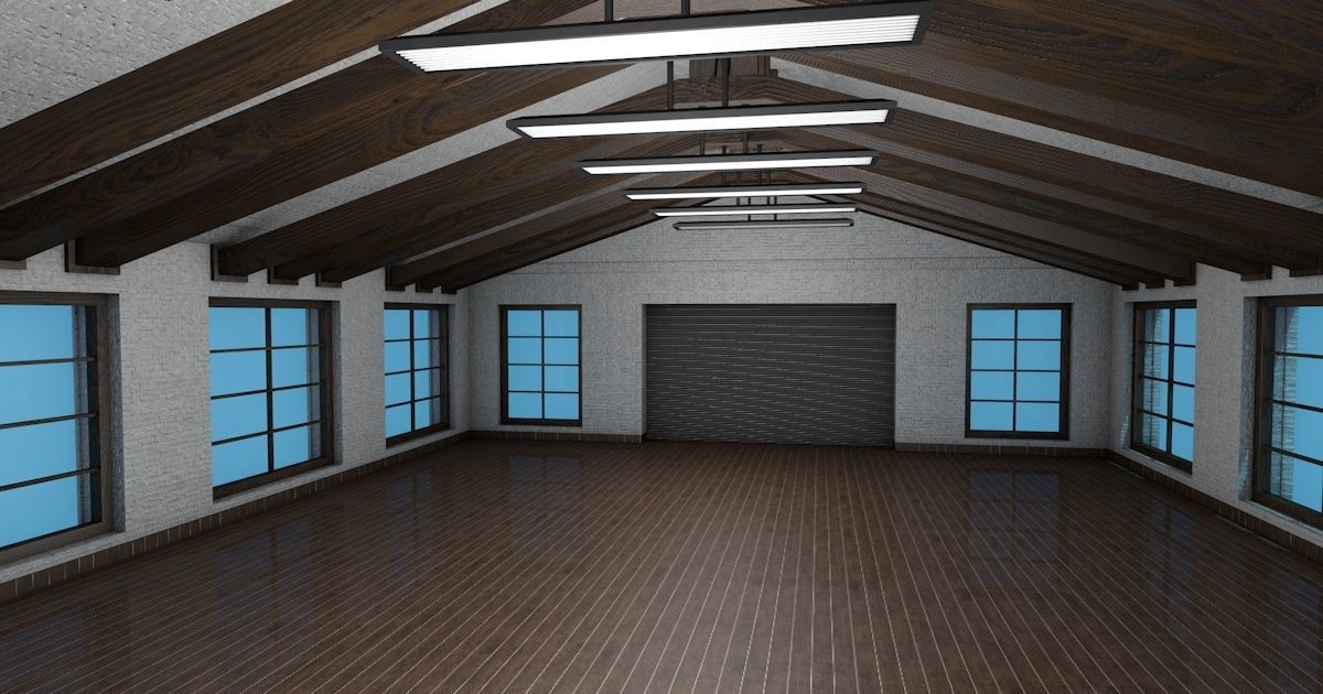 Pack of two Low pbr poly game ready garages warehouse Low-poly 3D model_4