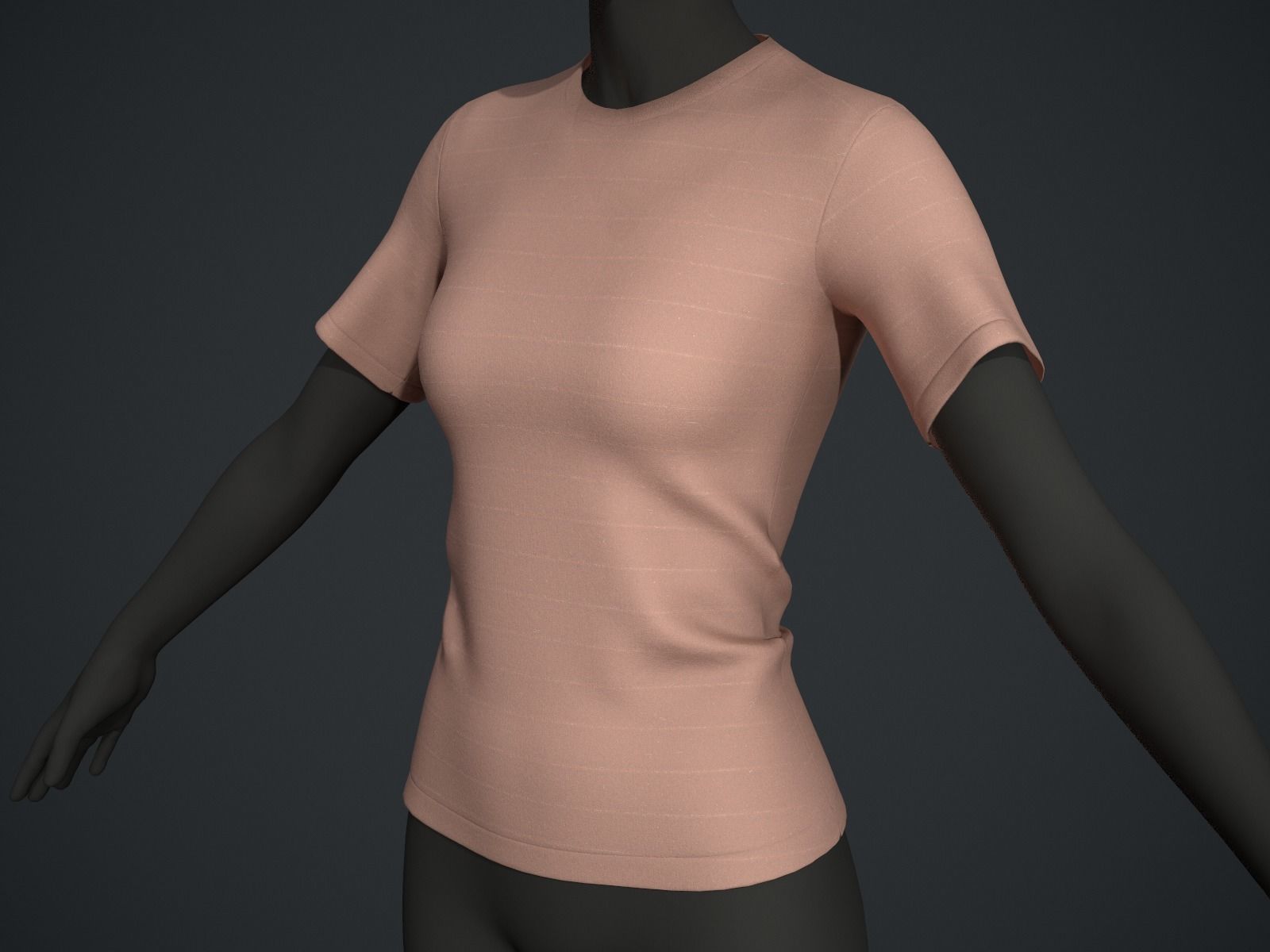 Female T-Shirt Low-poly 3D model_6