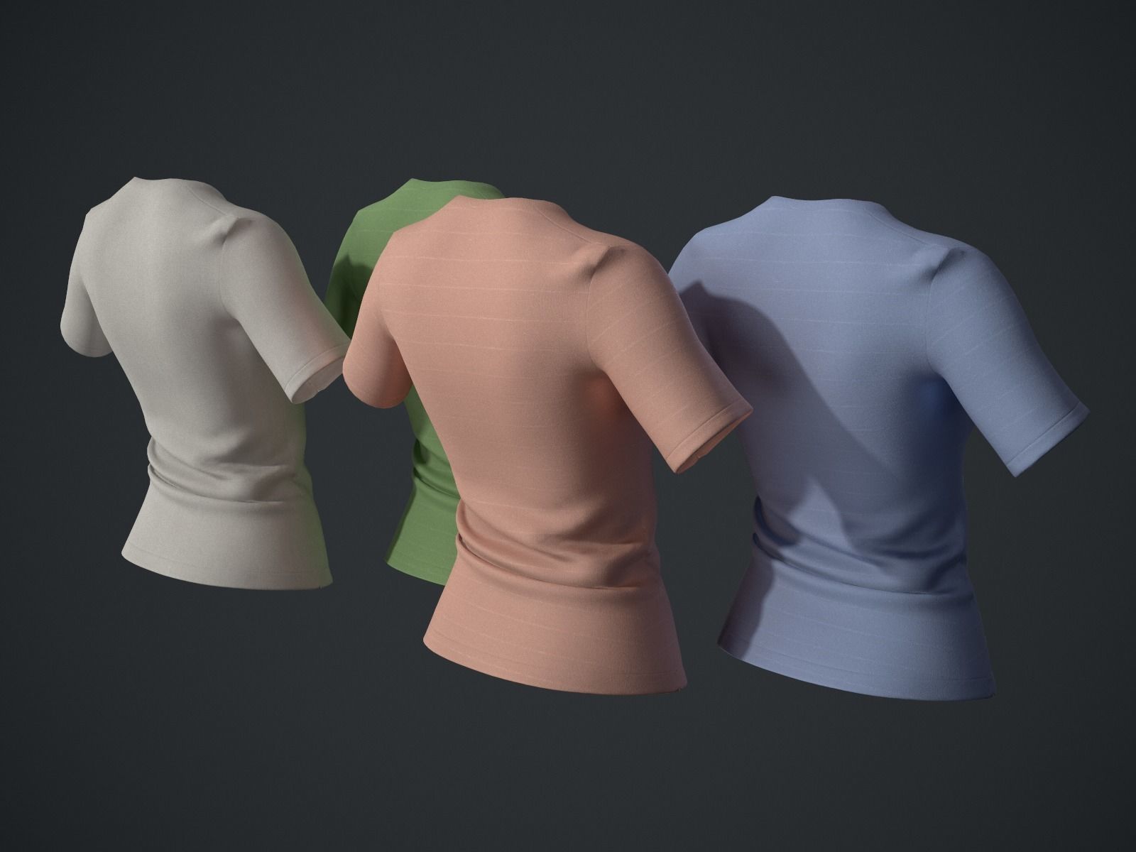 Female T-Shirt Low-poly 3D model_7