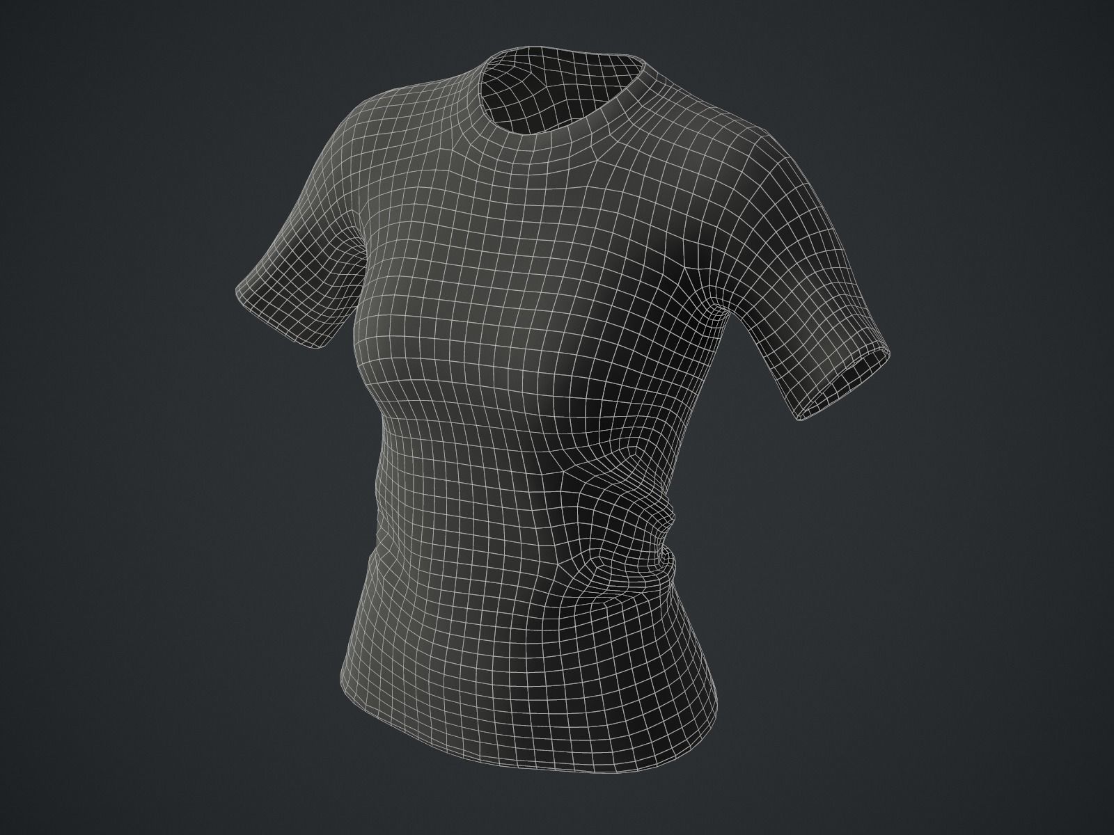 Female T-Shirt Low-poly 3D model_8