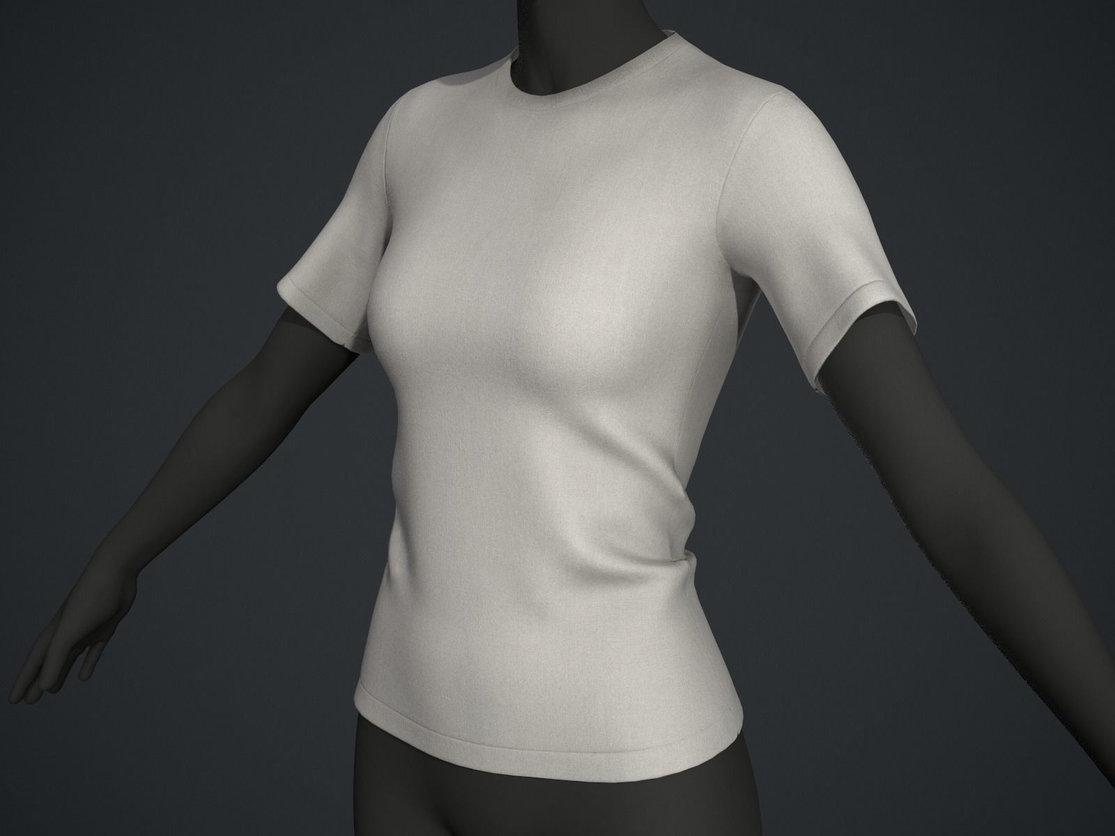 Female T-Shirt Low-poly 3D model_5
