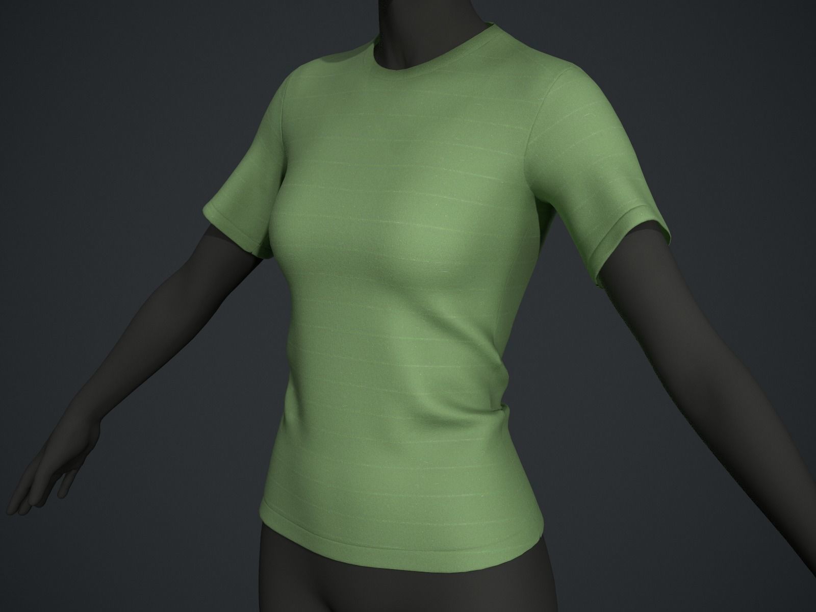 Female T-Shirt Low-poly 3D model_1