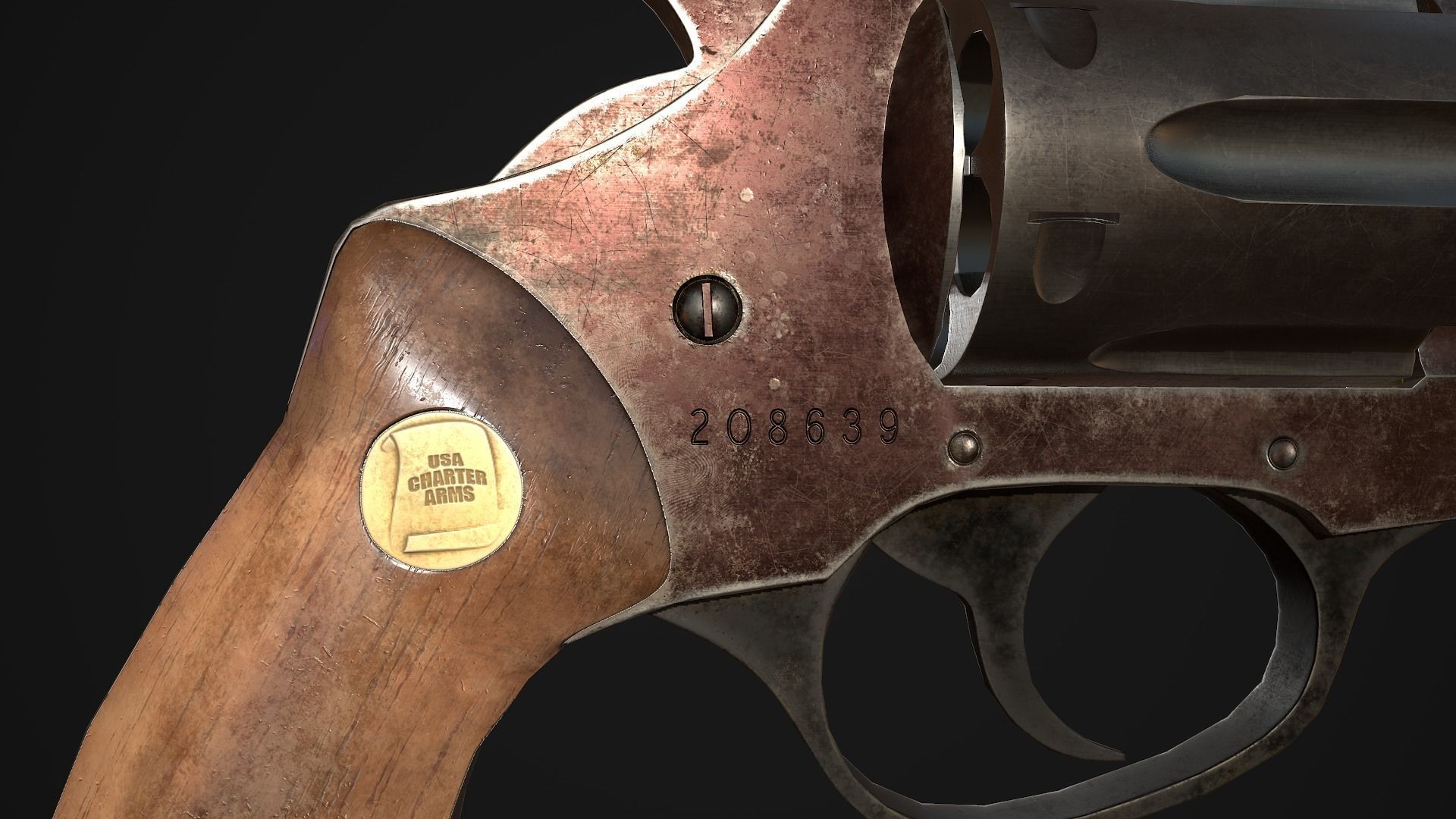 Charter Arms Undercoverette 32 Revolver Low-poly Low-poly 3D model_10