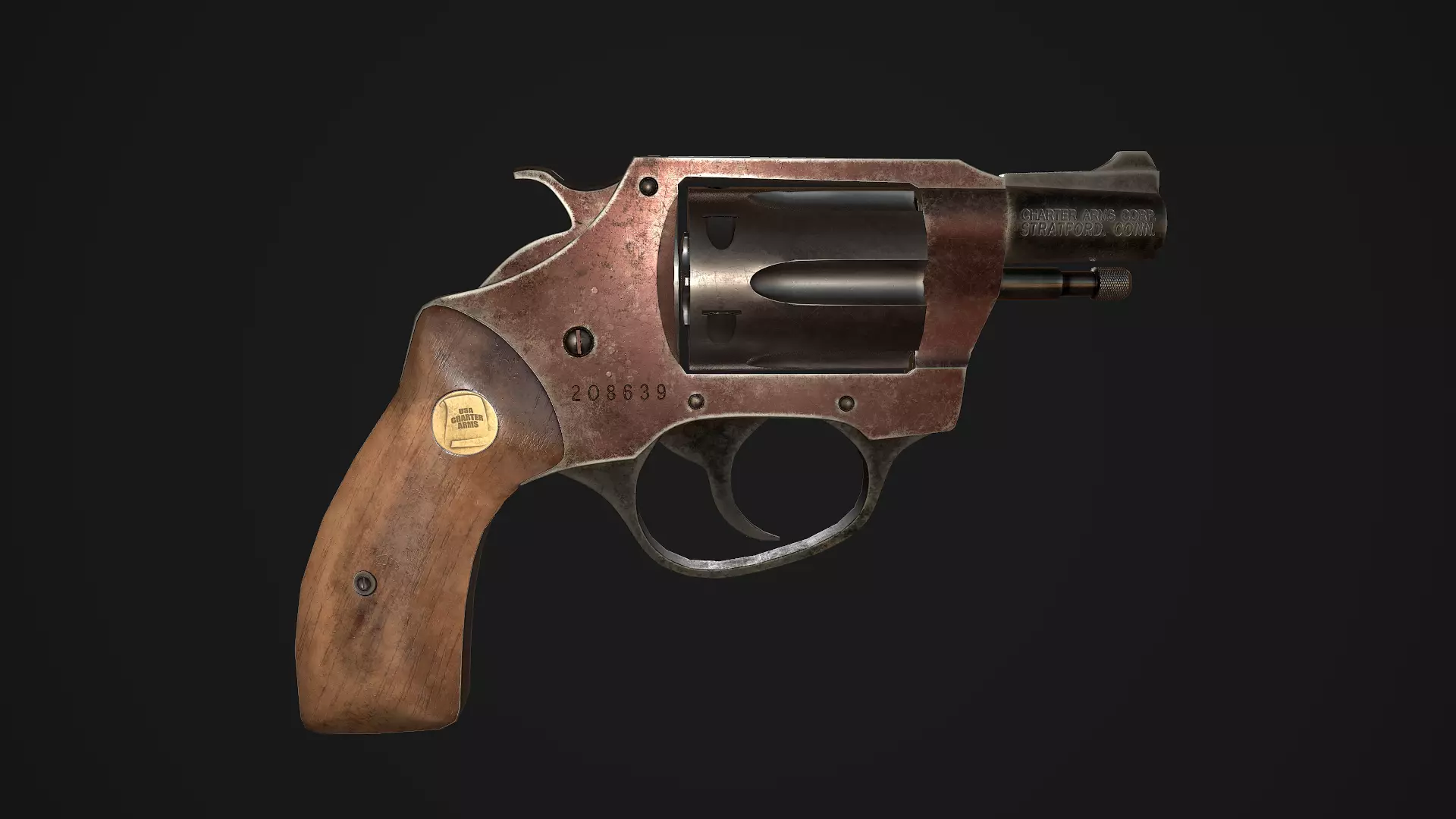 Charter Arms Undercoverette 32 Revolver Low-poly Low-poly 3D model_0