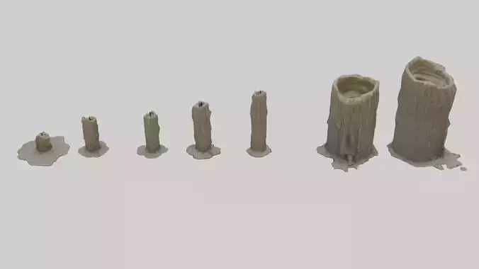 Low Poly Candle Collection With PBR Materials Low-poly 3D model