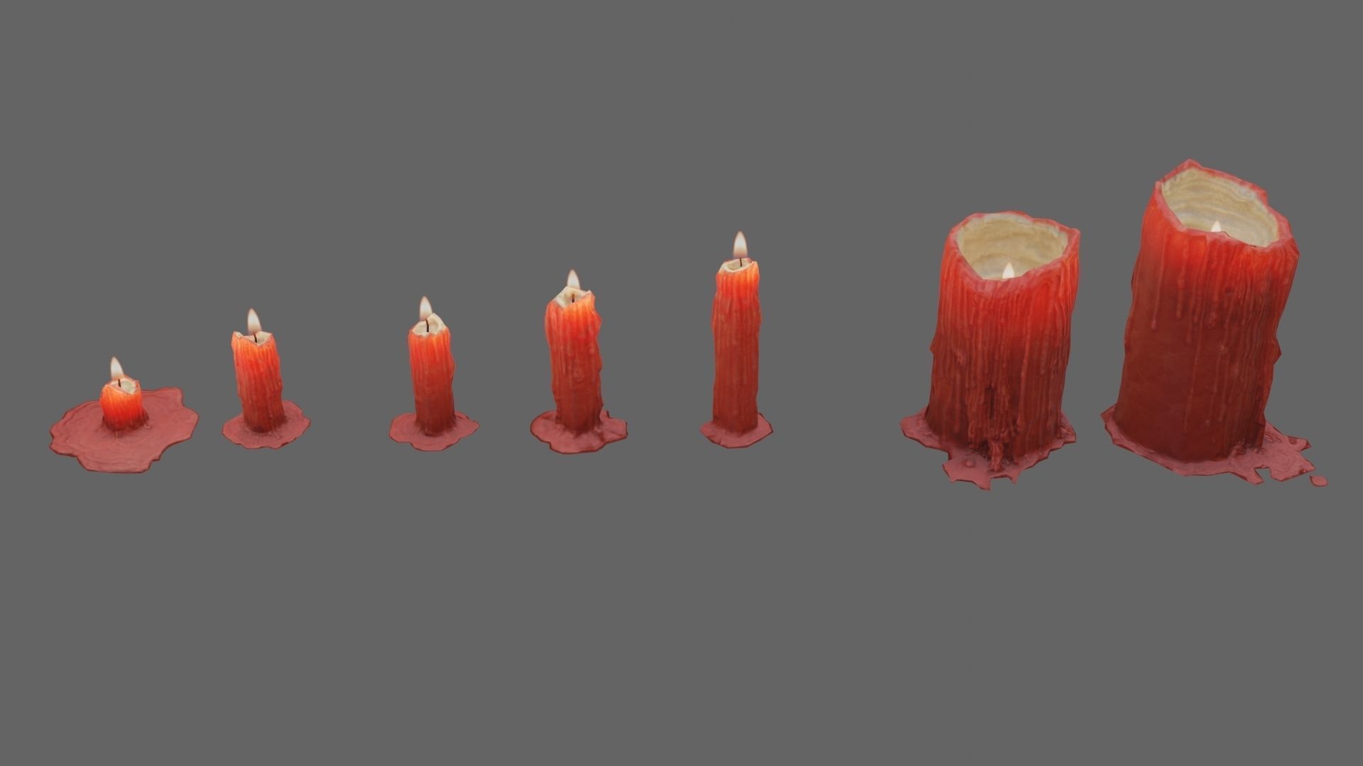 Low Poly Candle Collection With PBR Materials Low-poly 3D model_3