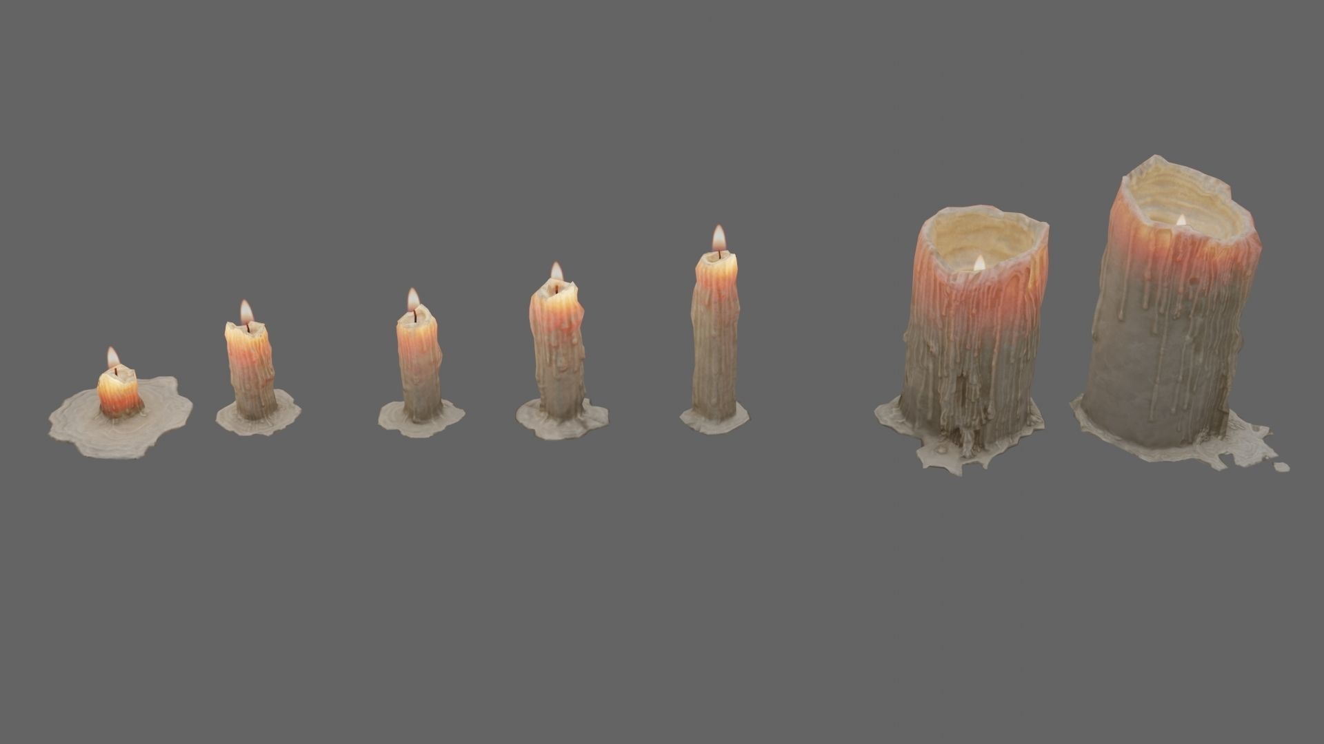 Low Poly Candle Collection With PBR Materials Low-poly 3D model_1